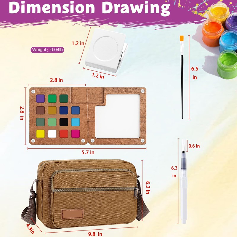 Mini Watercolor Travel Set, 12 Colors