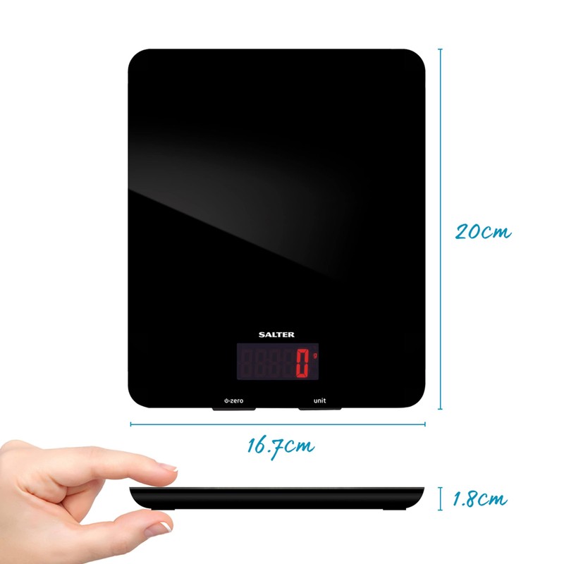 Salter 1150 BKDR Digital Kitchen Scales, Stylish Glass Design, Cooking