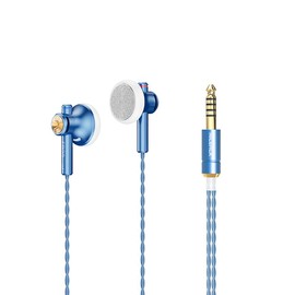 EB2S Pro Flat Head Earbuds, Wired Earbuds with 15.4mm LCP Dynamic Driver, Balanced IEM Hearphones wired with Mic, Silver-Plated OCC Braided Cable, for Superior Bass and Stereo Sound (4.4mm no Mic)