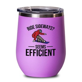 Luxe Gifting Snowboarding Pink Edition Wine Tumbler 12oz - Ride sideways - Ski Snowboard Goggles Snowboarder Skiing Snowboarding Gift Skiers Hiking Mountain