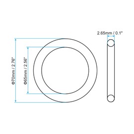 PATIKIL Nitrile Rubber O-Rings 70 mm AD 65 mm ID 2.65 mm Width Metric Seal for Tap Plumbing Car Repair Black Pack of 20