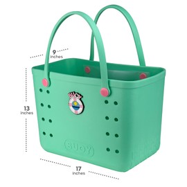 Buoy Tote Bag | Large Beach Tote Bags for Women | Nurse + Teacher Tote Bag | Waterproof Sandproof Rubber Beach Bag | For Pool, Concerts, Weekend Travel Tote Bags | Large Tote Bags for Women | Seafoam