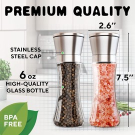 LunarFiery Salt and Pepper Grinder Set, Adjustable Coarseness Coarse & Fine Salt Shakers, Premium Salt and Pepper Mills [Without Spice Content]