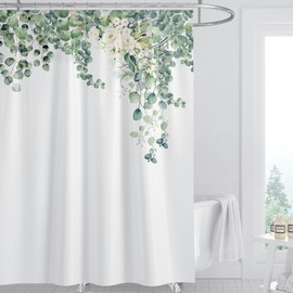 Shower Curtain for Bathroom,Sage Green Spring Floral Fabric Cloth Shower Curtains for Morden Bathroom Decor,Fabric Waterproof Bathroom Curtain with 12 Hooks,180 x 180 cm (Sage Green Spring Floral)