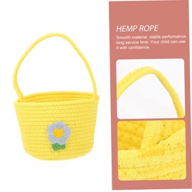 STOBAZA Hanging Towels Yellow Bedroom Picnic Basket Organizer Rattan Fruit Portable Cotton with Desk Handles Woven Handle Toys Handheld Cute Office Food Loveliness Wall Storage