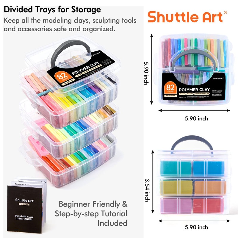 Shuttle Art 82 Colors Polymer Clay Kit, Oven Bake Clay