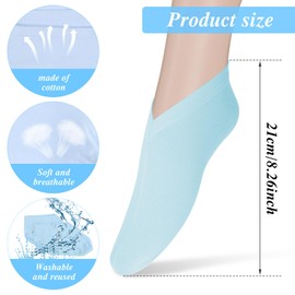 3 Pairs Foot Moisturiser Socks Overnight, Spa Cotton Socks for Foot Cream, Lotion Sock for Moisturising for Dry Feet Care, Moisturising Sock for Cracked Heel Repair Women Men (Blue)