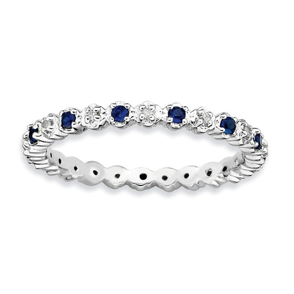Sterling Silver Stackable Expressions Cr. Sapphire & Diamond Ring