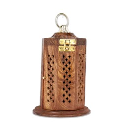 Bless-International Traditional-Handmade-Burner Wooden-Incense-Stick-Holder Ash-Catcher-Stand for-Aromatherapy-Meditation-Yoga (7 Inch Letter Box Wooden Charcoal/Cone)