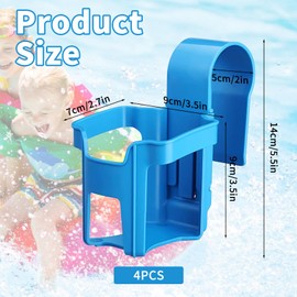 Forhandy Pack of 4 Pool Drink Holder, Water Cup, Hanging Holder, Multifunctional Pool Accessories, No Spill, Swimming Pool, Pool Edge, Drink Holder Made of Plastic (Blue)