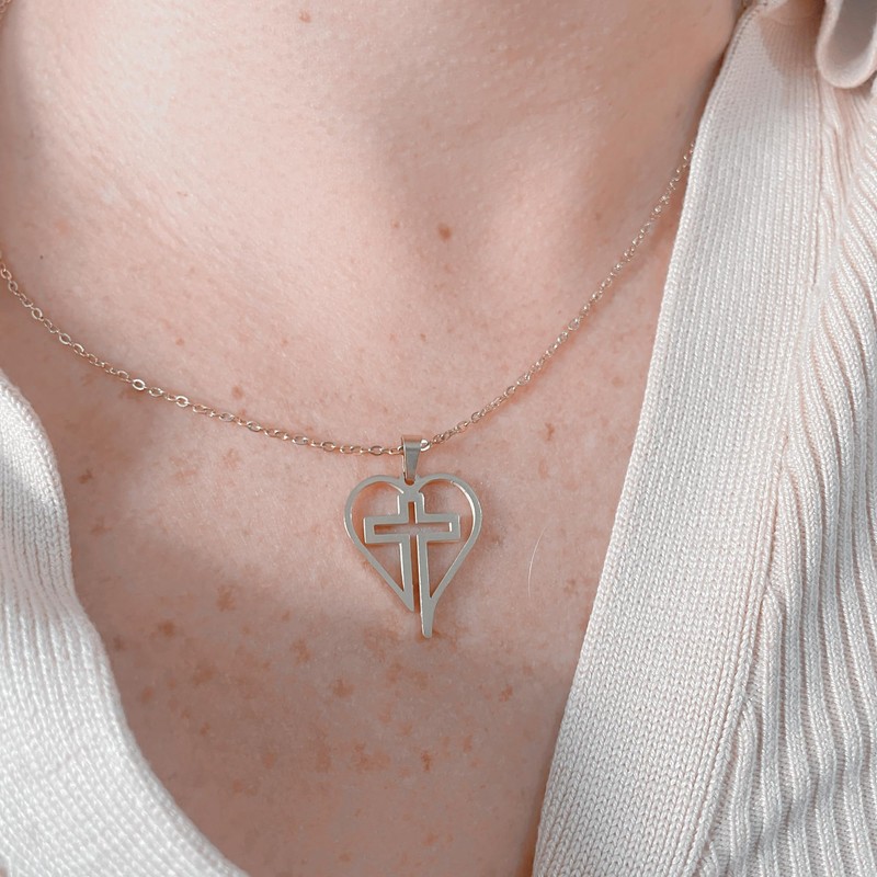 Collares de Mujer de Corazón Acero Inoxidable Cadena con Dije
