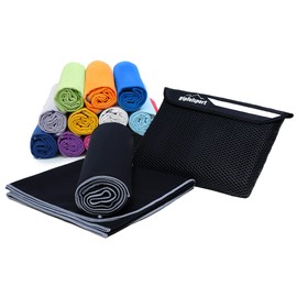 gipfelsport Microfibre Towel, Microfibre Towel Set, Beach Towel, Bath Towel, Large, Quick-Drying, for Sports, Beach, Travel, Outdoors, Camping, Lightweight, Thin, Small, 200 x 90 cm, Black