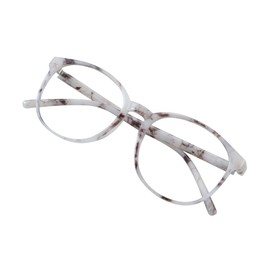 VisionGlobal Blue Light Blocking Glasses for Women/Men, Anti Eyestrain, Stylish Oval Frame, Anti Glare (Marble, +1.00 Magnification)