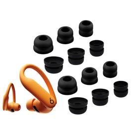 A-Focus [ Double Flange ] Ear Tips Set for Powerbeats Pro 2 Replacement Soft Silicone Fit in Case Eartips Earbuds Gel Cover Accessories Compatible with Powerbeats Pro 2nd [ 6 Pairs ] Black L/M/S