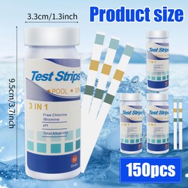 Hot Tub 3 In 1 Test Strips,PH Test Strips,PH Tester For Water,Water Testing Kits For Drinking Water,For Rapid Determination Of Chlorine,PH,Total Alkalinity In Water (150)
