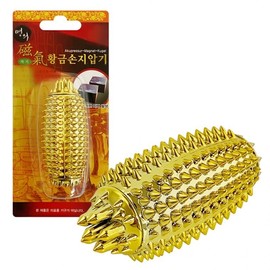 Premium Golden Magnetic Hand Acupressure Ball Massager (6653) Acupoint Stimulator 3ea