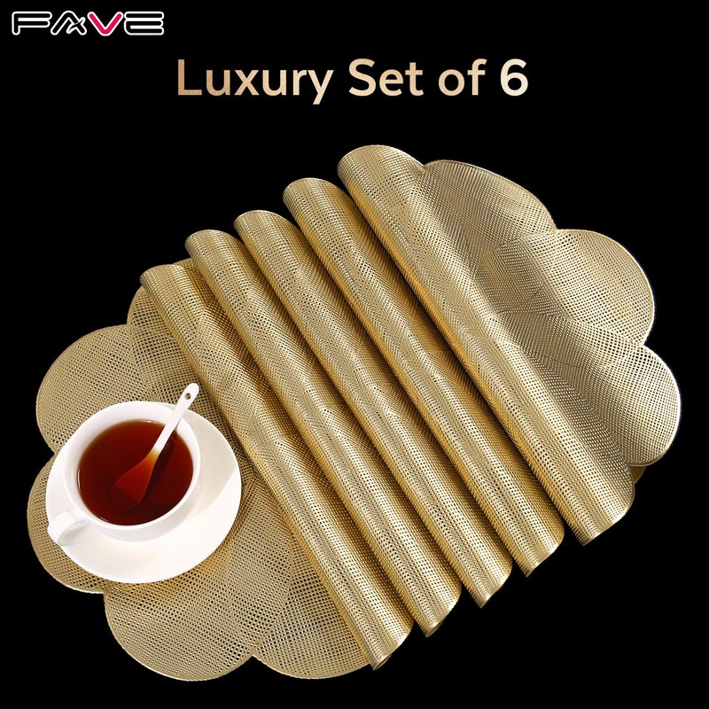 FAVE Luxury Gold Round Table Mats Set of 6 15
