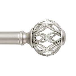 SnugSet | Quick Easy Installation | No Tools Option | 72"-144" Adjustable | 1" Dia. Durable Steel Rod | 4 Brackets Included | Supports Heavy Fabrics | Decorative Nickel Cage Ball Finial