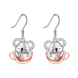 Koala Drop Earrings for Women 925 Sterling Silver Teacup Dangle Earrings Koala Jewelry Gift (koala)
