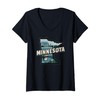 Womens Retro USA Vintage American Graphic US State Minnesota V-Neck