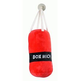 Kögler 75598 Stress Punch Bag, Approx. 36.5 x 12 cm, Red/White, Plush with Suction Cup for Attaching, Impact Sounds on Hits, Ideal for Stress and Aggression Relief