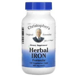 크리스토퍼오리지널포뮬라 허벌 철분 IRON 아이언 475 mg 식물성 캡슐 100정 Christopher's Original Formulas Herbal Iron 475 mg Plant-Based Capsules 100 Count