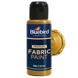 BLUEBIRD Fabric Paint, Royal Gold, 3.4 Fl Oz, Permanent Fabric Paints for Clothes, Furniture Upholstery