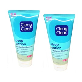 Clean & Clear Deep Action Exfoliating Cleanser, 5 Oz. Oil-Free (148ml) (2 Pack)