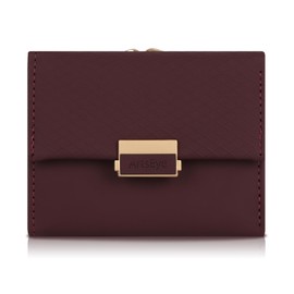 ArtsEye Purses for Women PU Leather Small Tri-fold Wallet for Women Ladies Purse RFID Blocking (990-dark red)