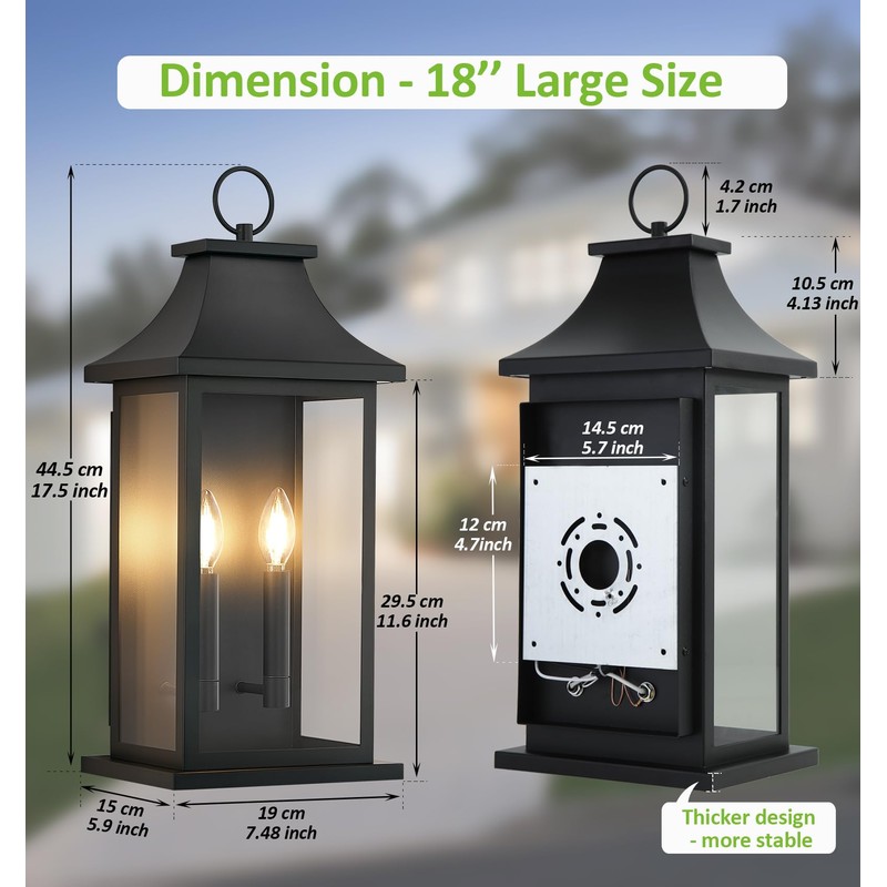 tewei 18'' Large Outdoor Wall Light, Porch Light Outdoor Wall