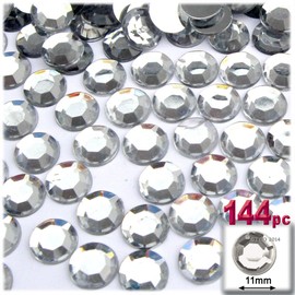 144pc Loose Flatback Acrylic Rhinestones Round 11mm - Flatback Crystal Clear