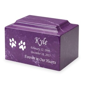 Pink Dog Paw Prints Pet Cremation Urn for Ashes - Personalize with Name, Date, and Sentiment - Cultured Marble - 50 Cubic Inch for a Pet Weighing up to 50 Pounds
