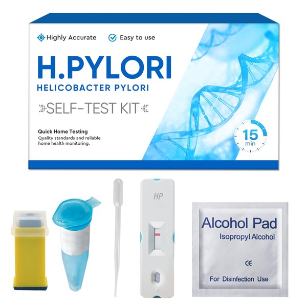 H Pylori Test Kit, Highly Accurate Helicobacter Pylori Test Kit for Home Use - Result in 15mins - Easy to Use & Read