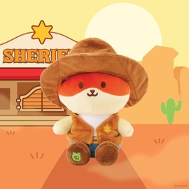 Anirollz Stuffed Animal Plush Toy Western Cowboy Foxiroll Small Sitting Plush Doll | Soft, Squishy, Warm, Cute, Comfort, Safe Birthday Gift Kawaii