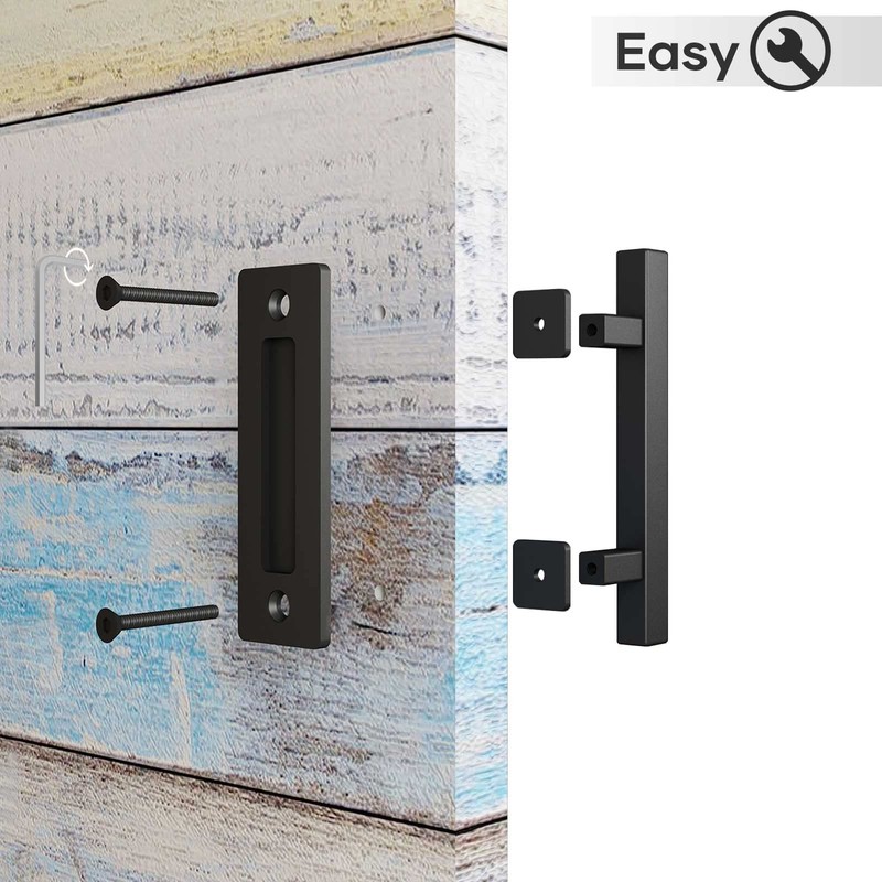EaseLife 10" Sliding Barn Door Pull Handle with Flush Hardware