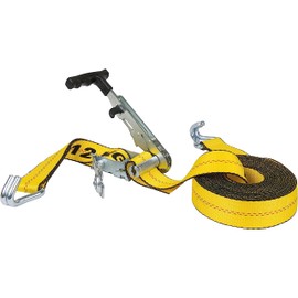 KEEPER 47222 2" x 27' Side-Loading Ratchet Tie-Down with J Hooks - 3,333 lbs. Working Load Limit and 10,000 lbs. Break Strength