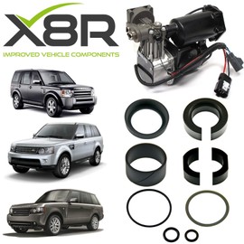 X8R AIR COMPRESSOR REPLACEMENT PISTON SEALS REBUILD RESTORE KIT COMPATIBLE WITH LAND ROVER LR3 / LR4 / RANGE ROVER SPORT & RANGE ROVER L322, PART # X8R27 / X8R0027