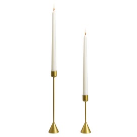 Royal Imports Portavelas cónico dorado, moderno portavelas cónico de metal, decoración de centro de mesa para el hogar o la boda, juego de 2 piezas, 6 y 10 pulgadas