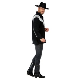 MIMIKRY 2-Piece Country Western Men's Costume Rodeo Shirt Black with Cowboy Hat Doll Film, Size: L
