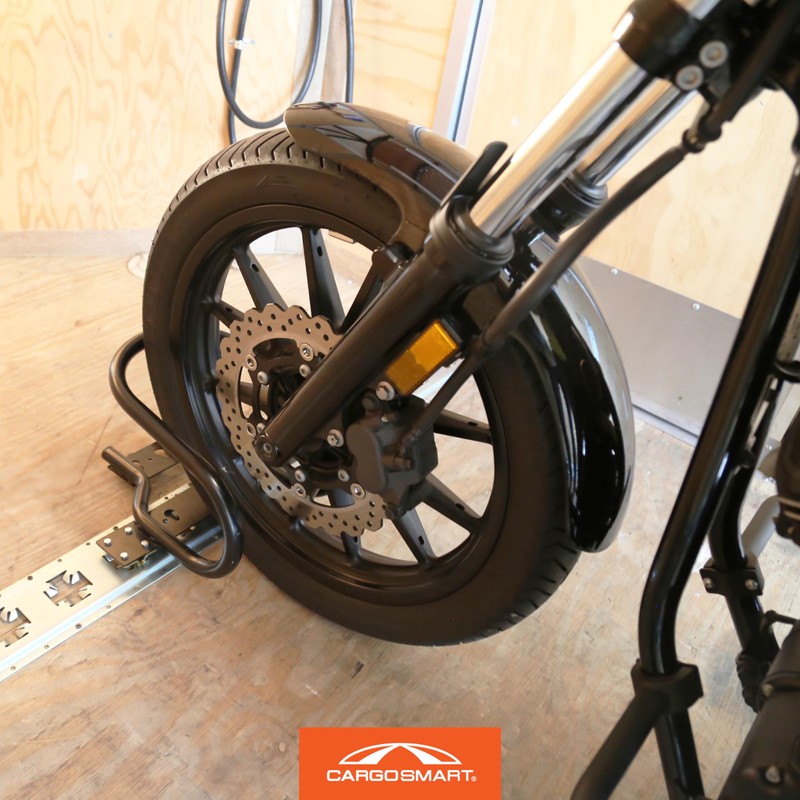 CargoSmart Motorcycle Wheel Chock — Connects to X-Track and E-Track