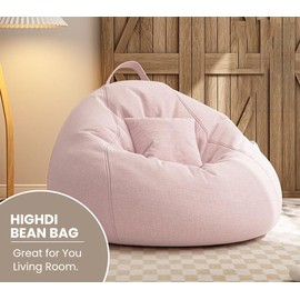 Highdi Bean Bag without Filling, Gaming Big Bean Bags Chair for Adult Kids Teenagers Children, Large Living Room Bean Bag Cover Pink Beanbags Indoor Outdoor
