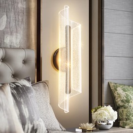 Waikmdv Modern Brown Wall Scones Light 19.7In Hardwired Wall Lamps 3000K/4000K/6500K Dimmable LED Wall Lighting for Living Room Hallway Bedroom Stairs