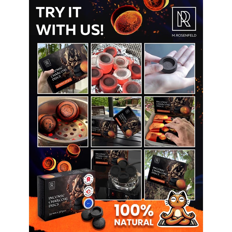 Charcoal Discs to Burn Incense - 30 pcs Charcoal for