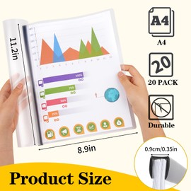 20 Pack Report Covers with Sliding Bar, Clear Report Covers for A4 and Letter Size Paper, Resume Covers Presentation Folders File Document Binder for School Business, 70 Sheet Capacity