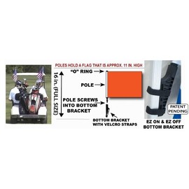 SSP Flags Orange Golf Cart Flag EZ On & Off Bracket