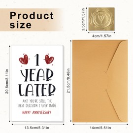 lasuroa 1 Anniversary Card, Paper First Anniversary Card with Envelope & Sticker One Year Party Decoration for Girlfriend Boyfriend Wife Husband