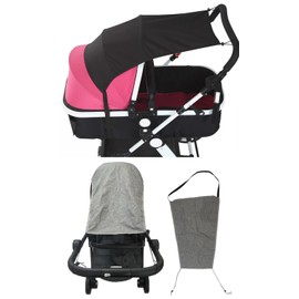 Villageriver Baby Stroller Sun Shade Sun Shade Cover Sun Protection Sun Shade Easy Installation Storage Bag Included (Black)
