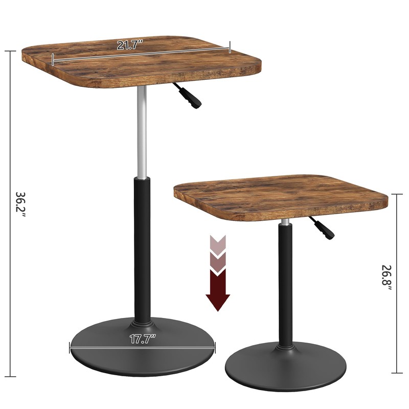 MAHANCRIS Bar Table, Height-Adjustable Pub Table 26.8-36.2 Inches, Cocktail Tables