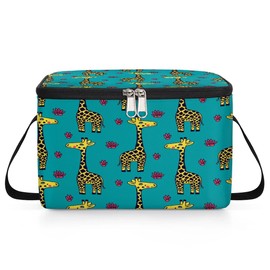 ADTASU Giraffe Insulated Lunch Bags, Square Lunch Boxes, Reusable Meal Prep Lunch Box Containers, Cute Lunchboxes with Long Strap, Large capacity Lunch Pail for Work Office Camping Travel