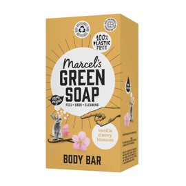 Marcel's Green Soap - Dusch Bar Vanille & Kirschblüte - Dusch Seife - 100 % Umweltfreundlich - 100 % Vegan - 97 % Biologisch abbaubar - 150 gr